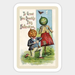 Charming Pumpkin Couple Have a Romantic Date Sticker